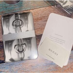 Gucci Horse Bit Leather Card Case Black & Playing Cards Trump. New